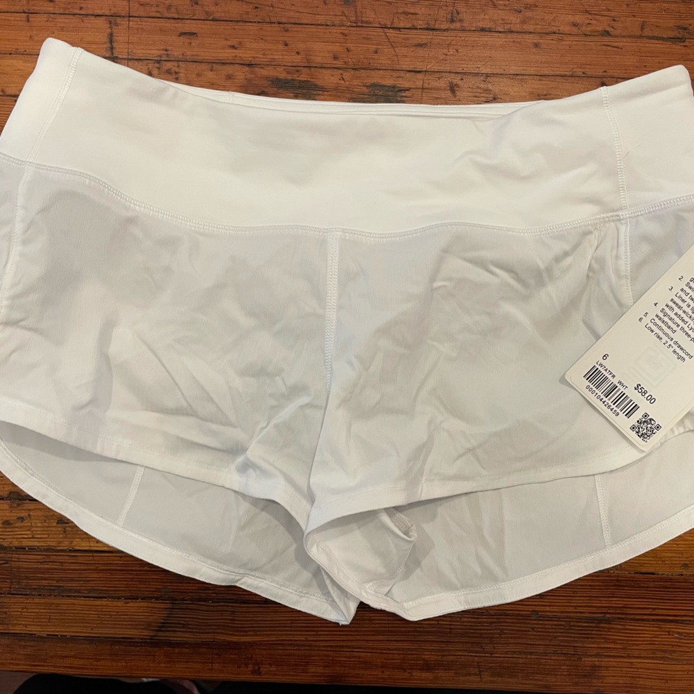 Brand NEW White lululemon Speed Up Shorts